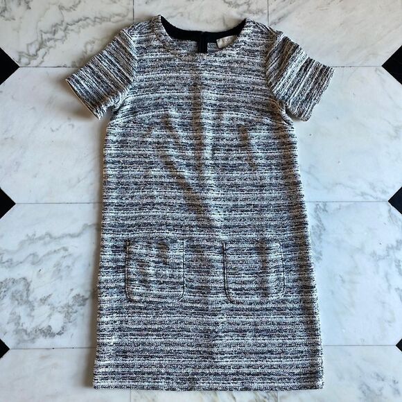 LOFT Outlet Petite White & Black Tweed Dress - Picture 1 of 7